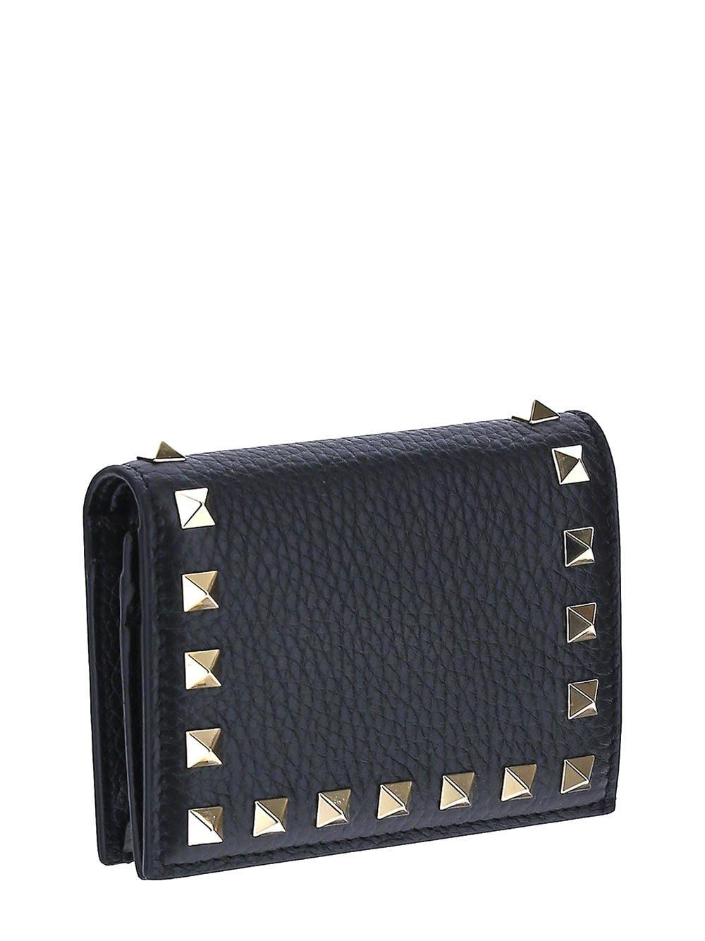 Oluxury Valentino Garavani Small Rockstud Grainy Cardholder