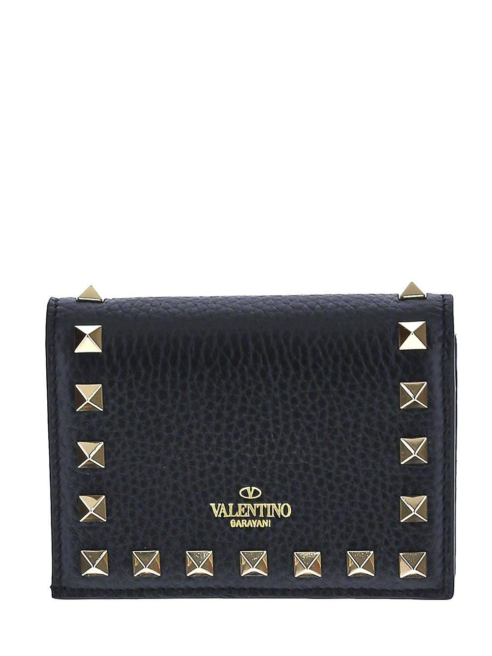 Oluxury Valentino Garavani Small Rockstud Grainy Cardholder