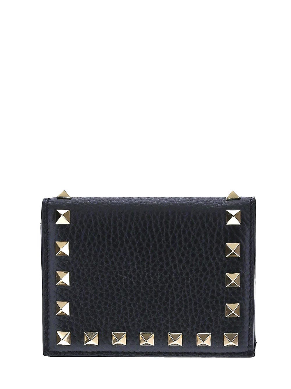 Oluxury Valentino Garavani Small Rockstud Grainy Cardholder