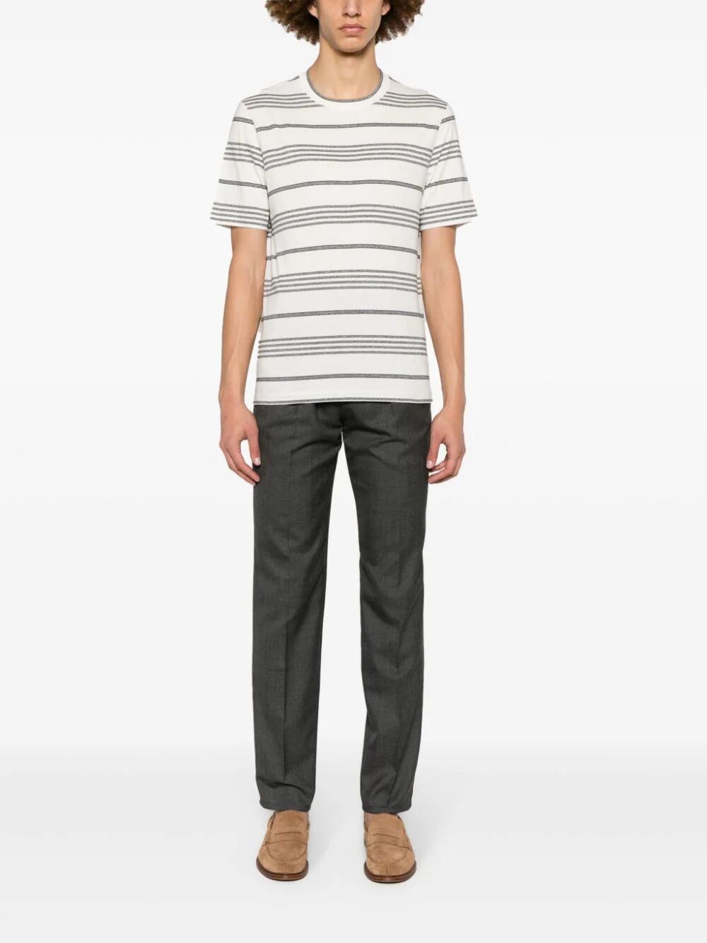 Brunello Cucinelli Multi Stripe Crew-Neck T-Shirt