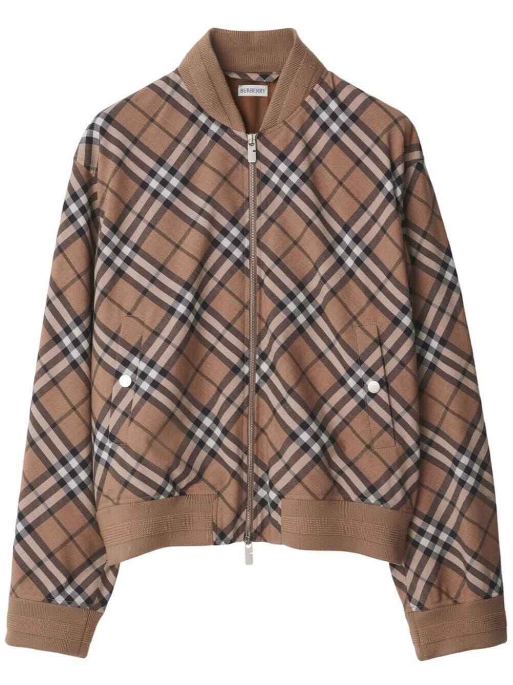 Burberry Check Wool Blend Harrington Jacket