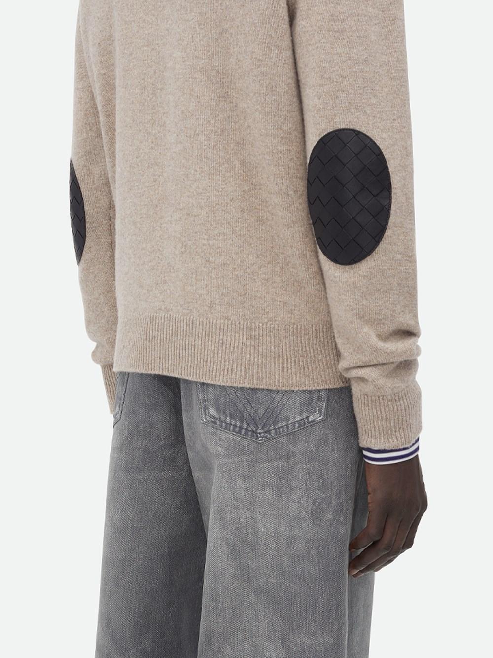 Bottega Veneta `Cashmere Jumper With Intrecciato Leather Patches`