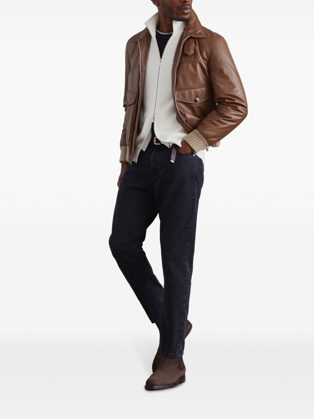 Brunello Cucinelli Crew Neck T-Shirt With Faux-Layering