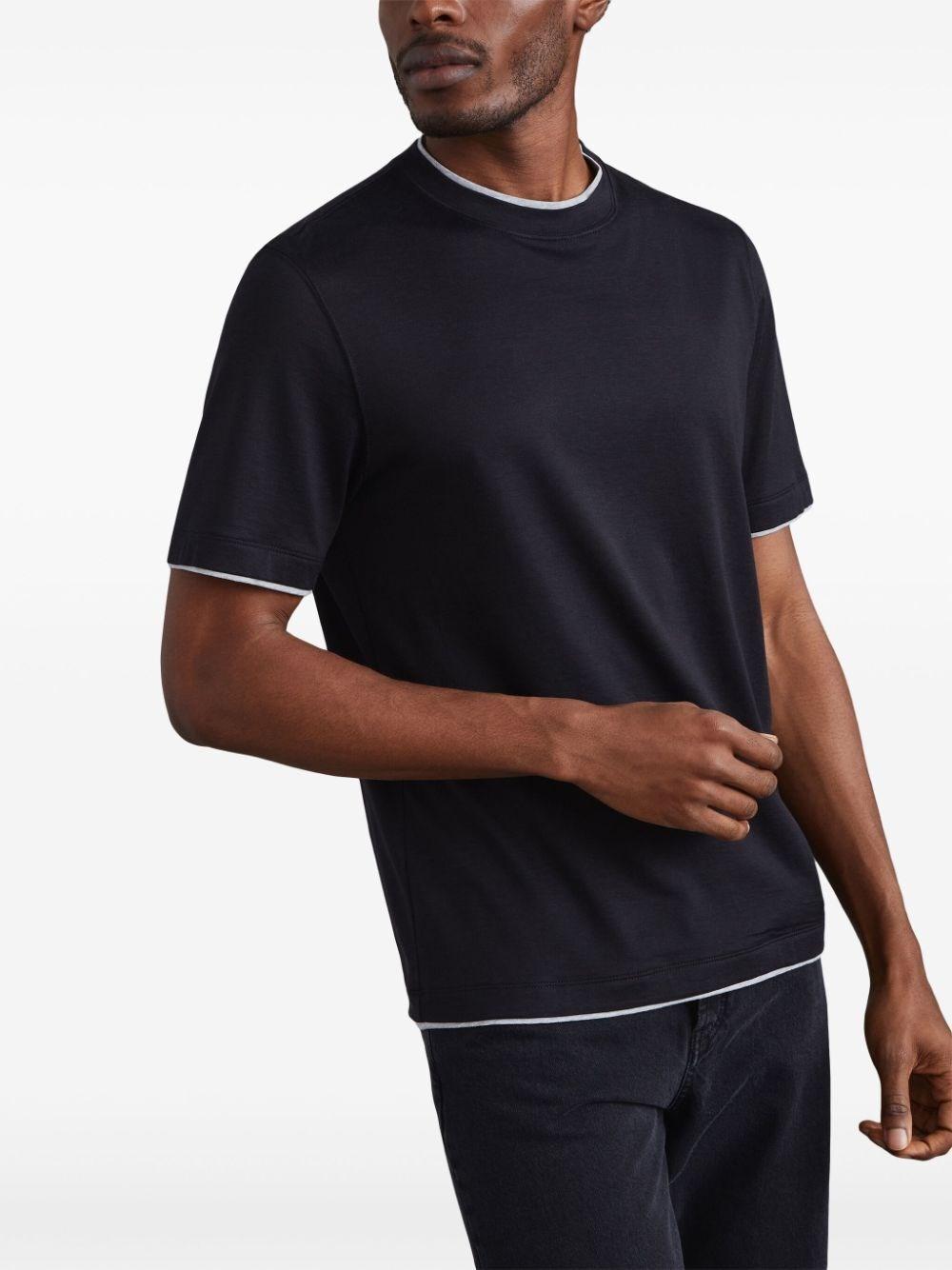 Brunello Cucinelli Crew Neck T-Shirt With Faux-Layering