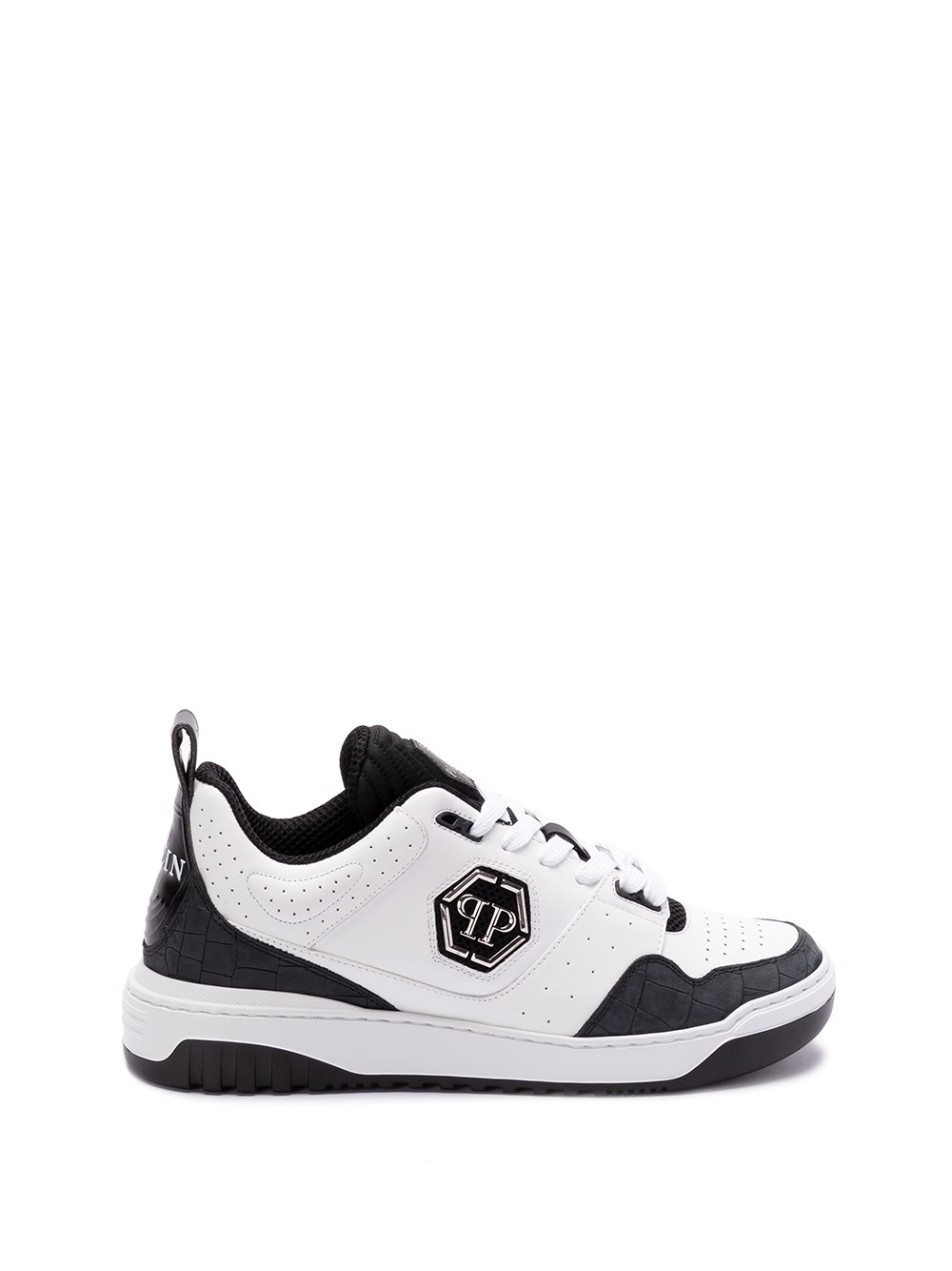 Philipp plein Croco Printed Leather Low-Top Sneakers