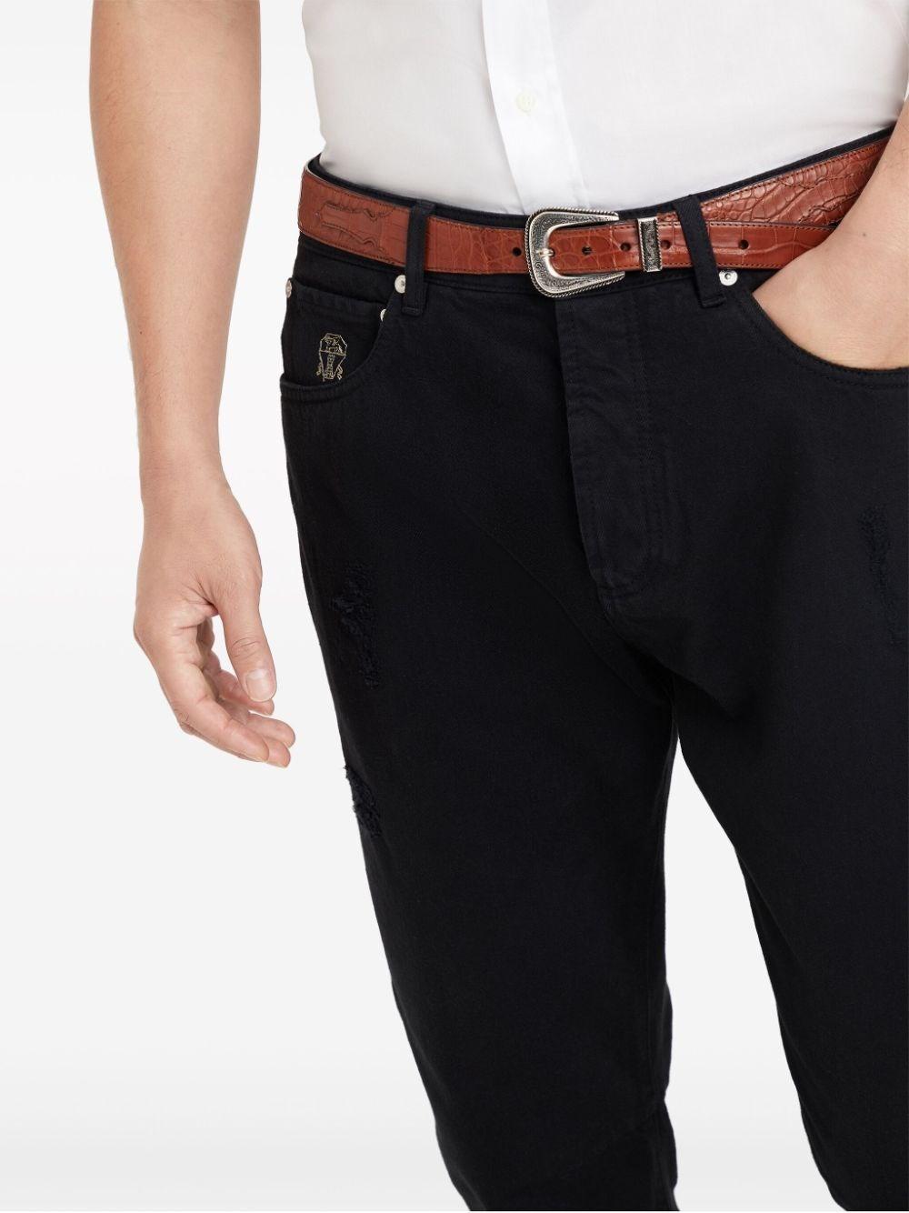 Brunello Cucinelli Denim Leisure Fit Five-Pocket Pants With Rips