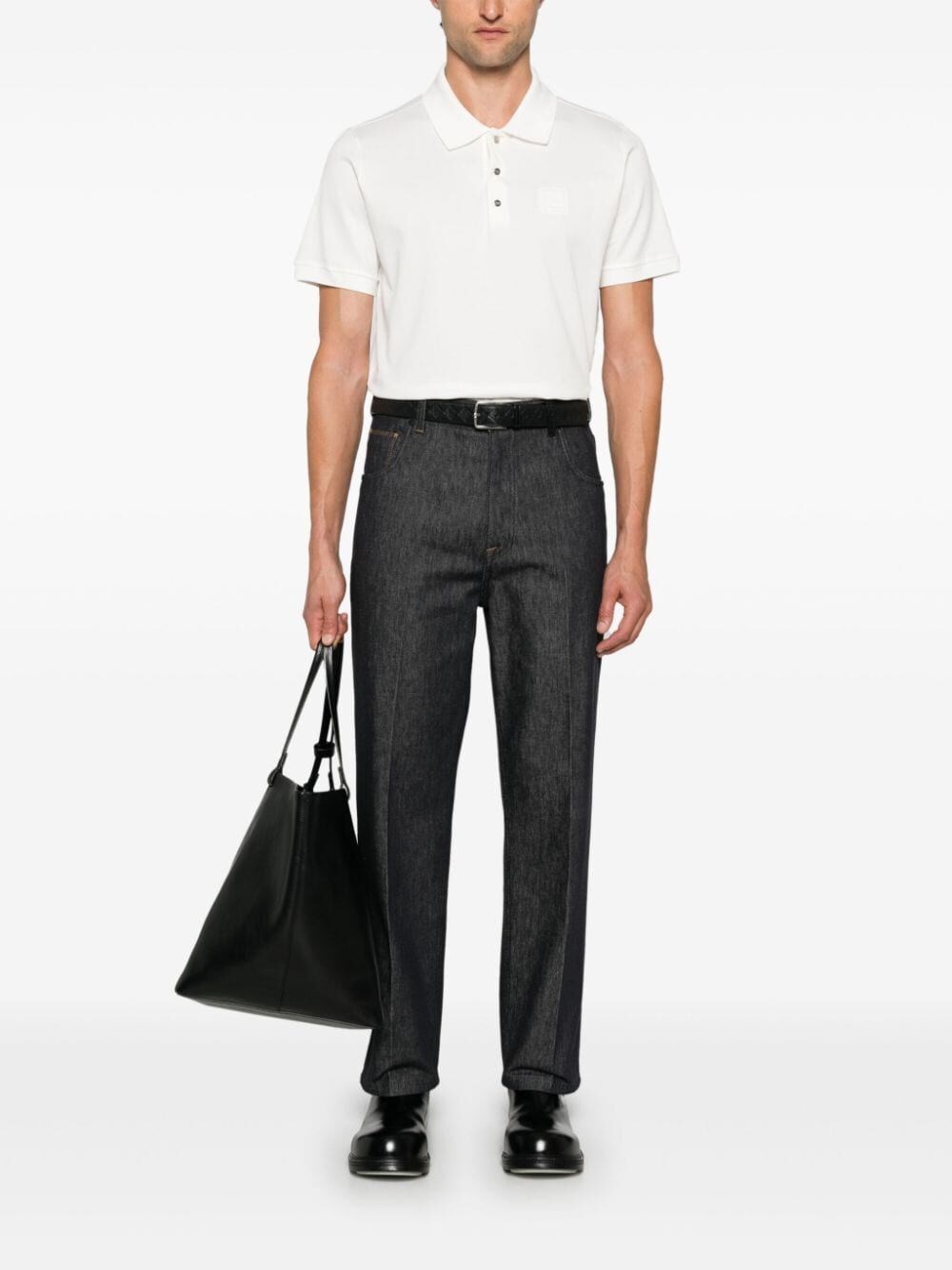 Fendi `FF` Embossed Polo Shirt