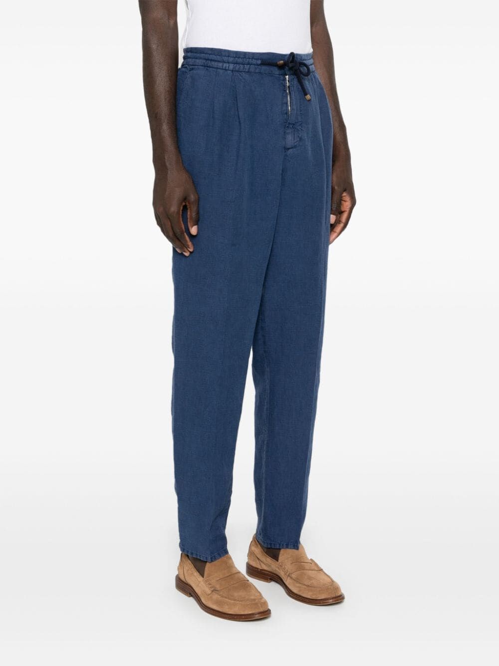 Brunello Cucinelli Garment-Dyed Leisure Fit Pants With Drawstring And Double Pleats
