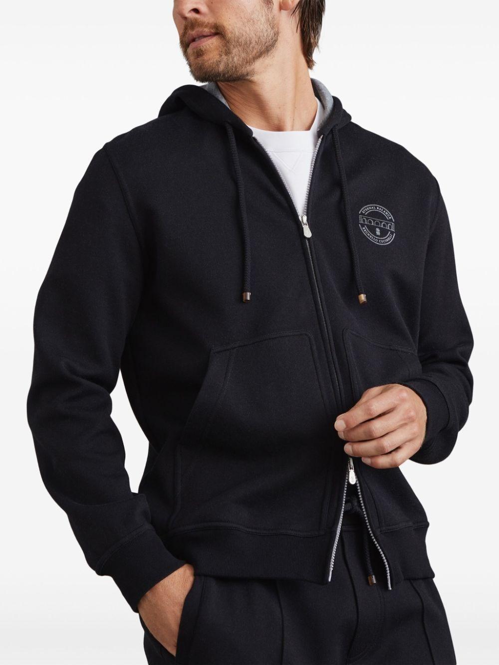 Brunello Cucinelli Hooded Sweatshirt With Zipper And Print