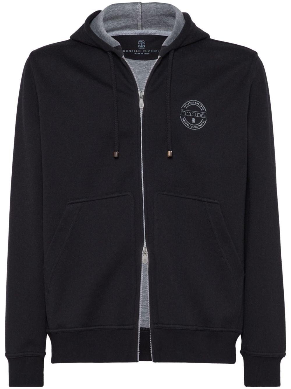 Brunello cucinelli Hooded Sweatshirt With Zipper And Print