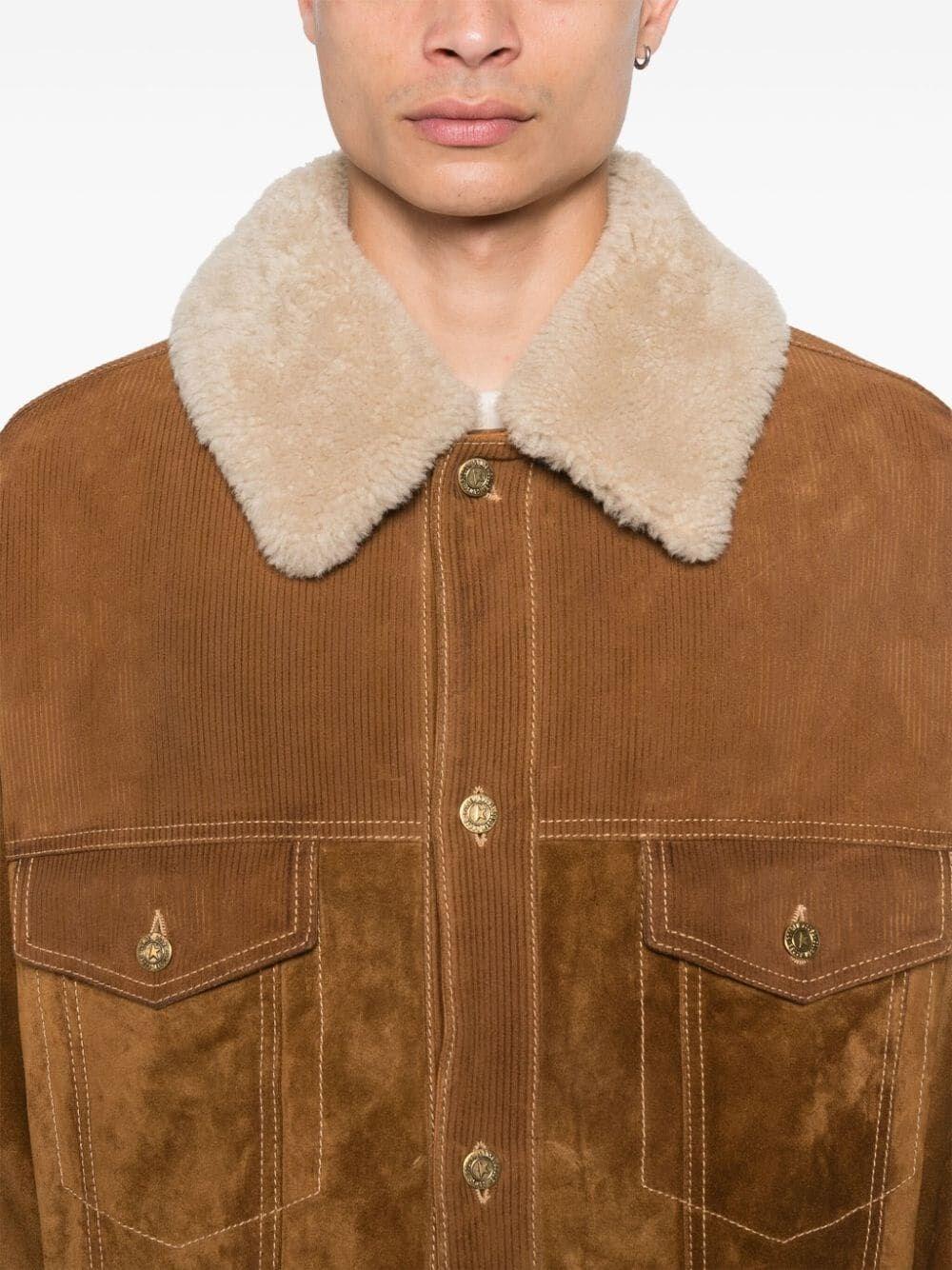 Golden Goose `Journey` Leather Jacket With Corduroy Aspect Details