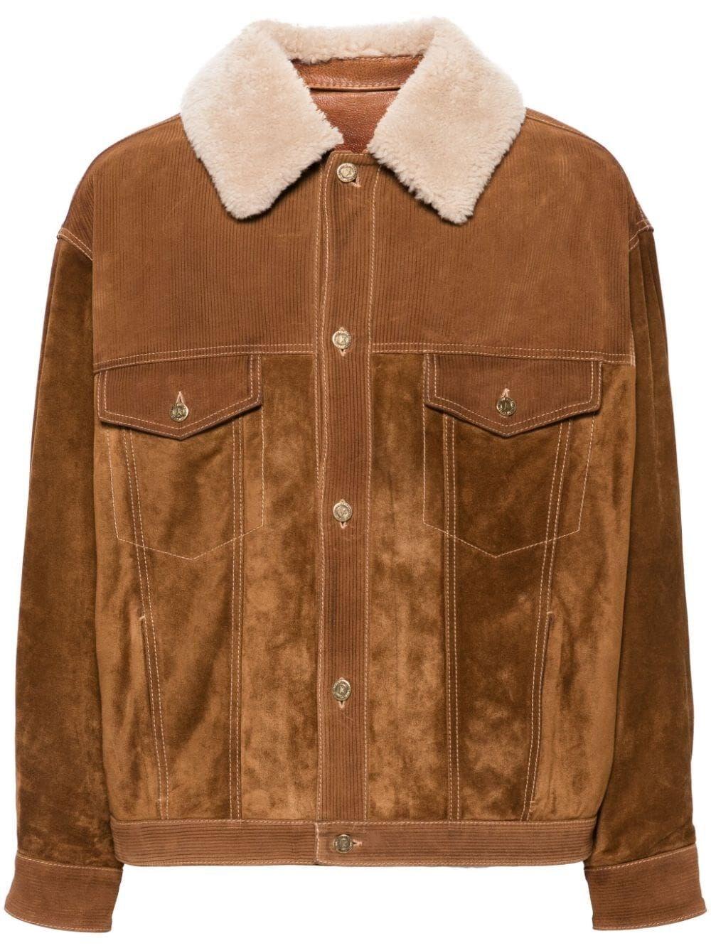 Golden goose `Journey` Leather Jacket With Corduroy Aspect Details