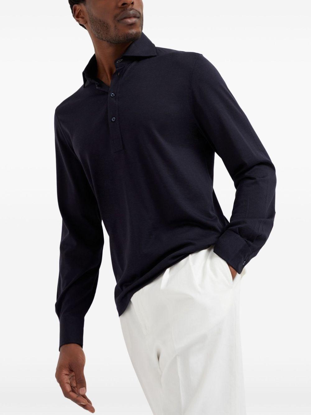 Brunello Cucinelli Long Sleeve Polo With Shirt-Style Collar