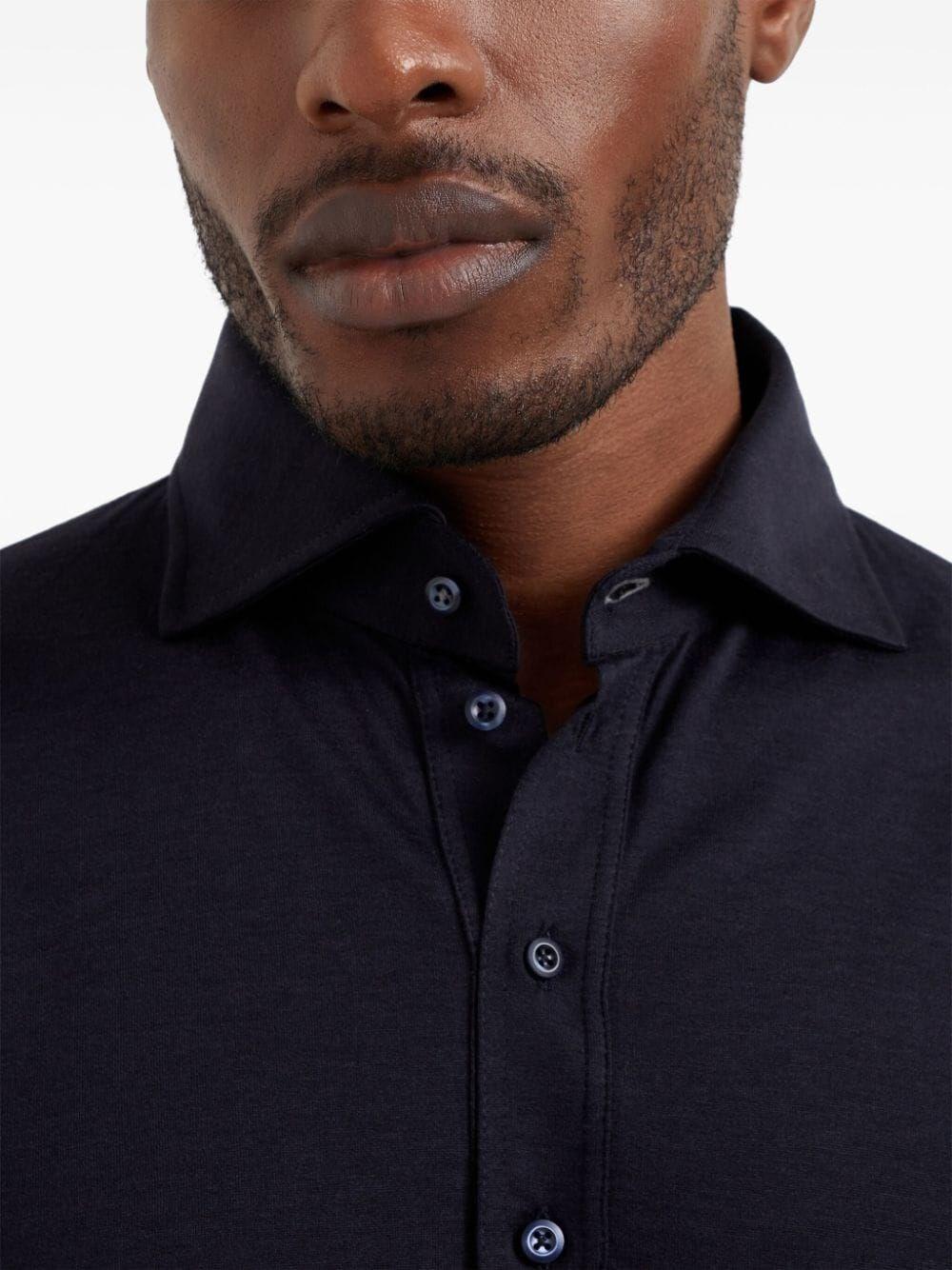 Brunello Cucinelli Long Sleeve Polo With Shirt-Style Collar
