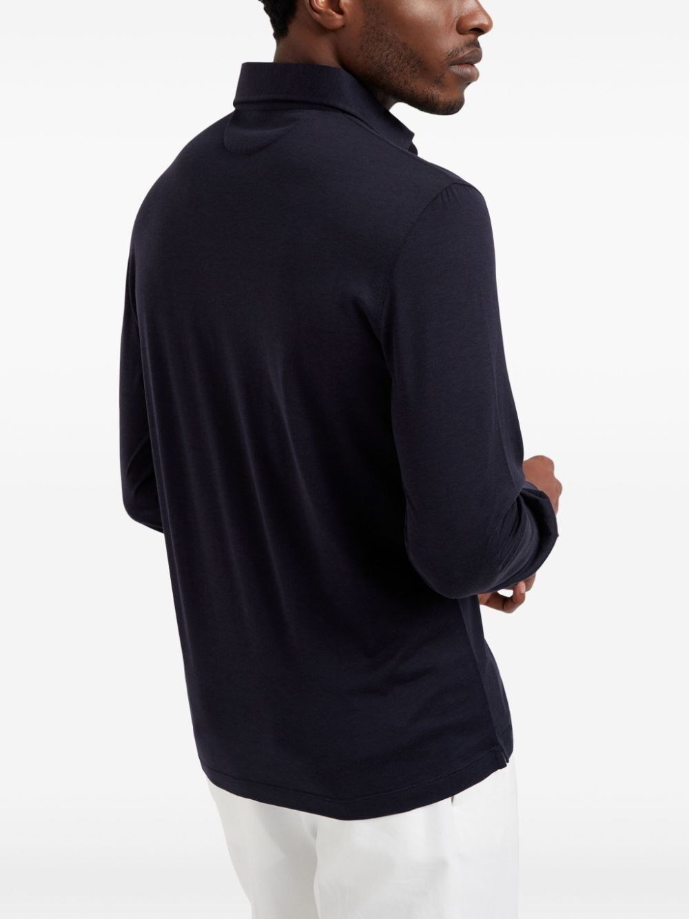Brunello Cucinelli Long Sleeve Polo With Shirt-Style Collar