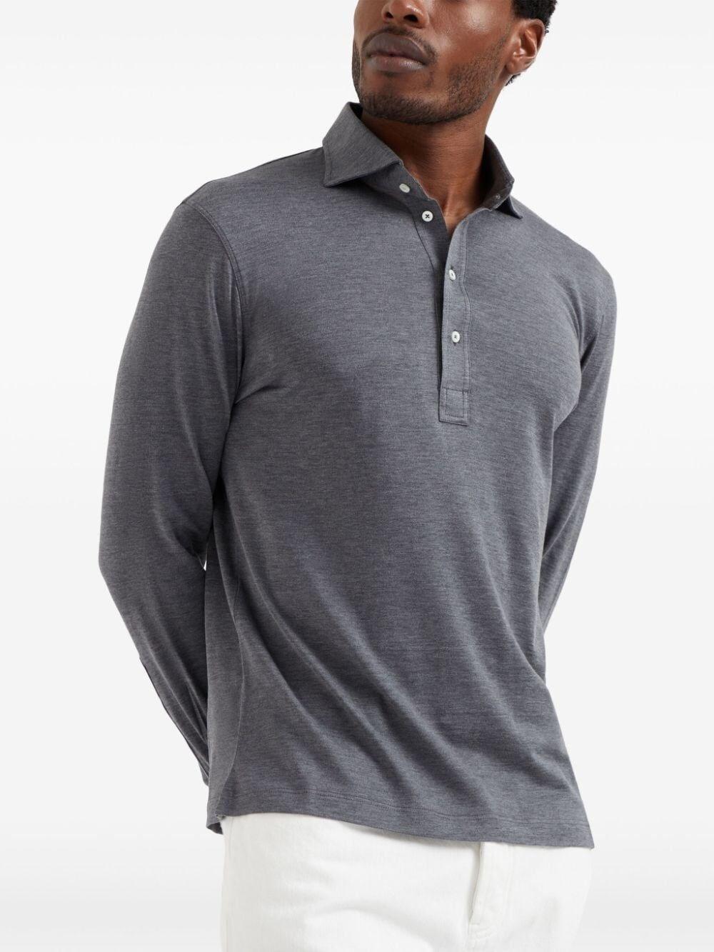 Brunello Cucinelli Long Sleeve Polo With Shirt-Style Collar