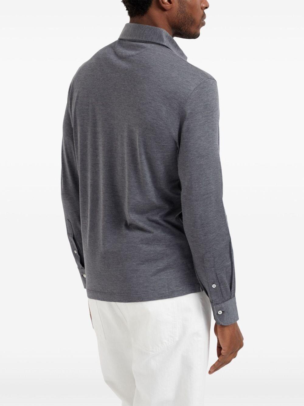 Brunello Cucinelli Long Sleeve Polo With Shirt-Style Collar