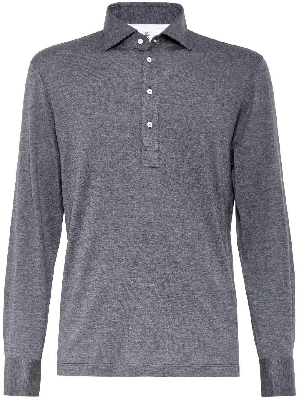 Brunello cucinelli Long Sleeve Polo With Shirt-Style Collar