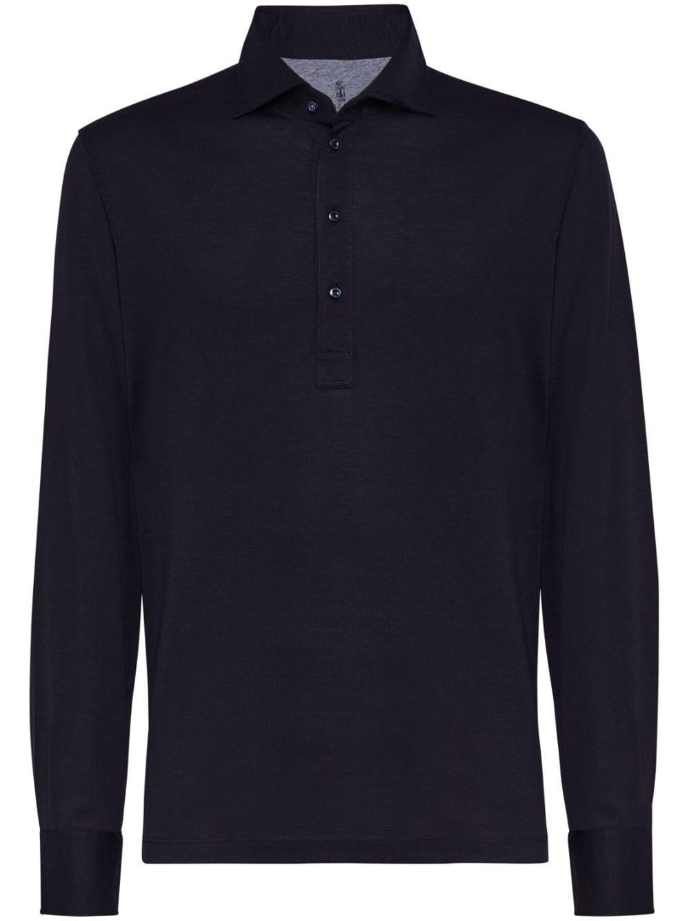 Brunello cucinelli Long Sleeve Polo With Shirt-Style Collar