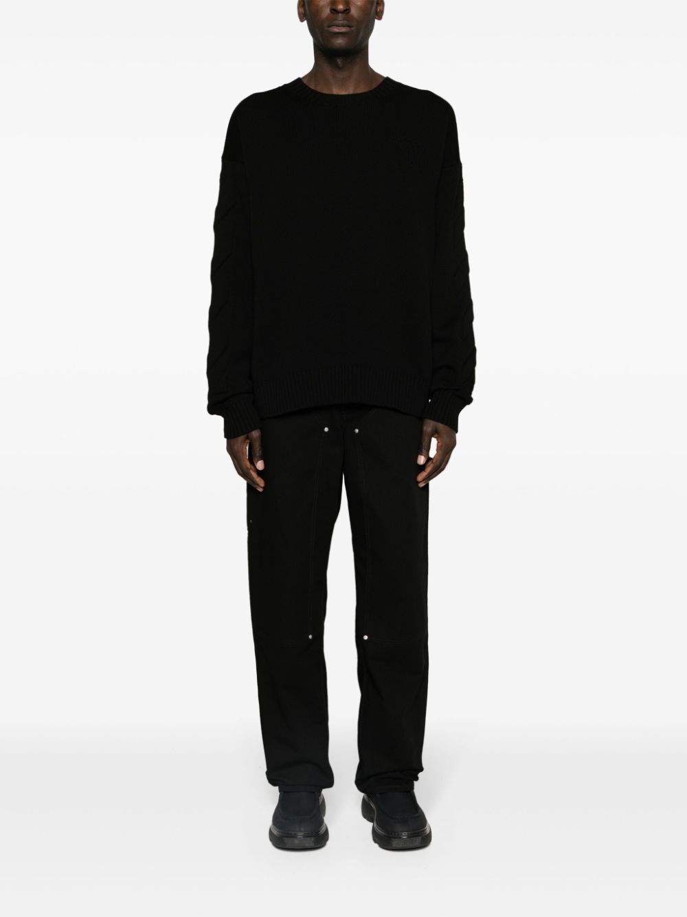 Off White `3D Diag` Knit Crew-Neck Sweater