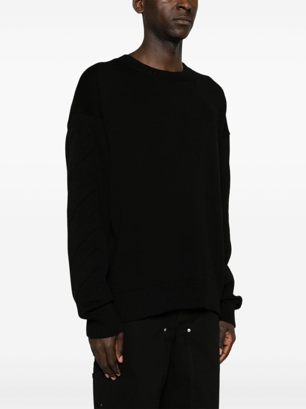Off White `3D Diag` Knit Crew-Neck Sweater