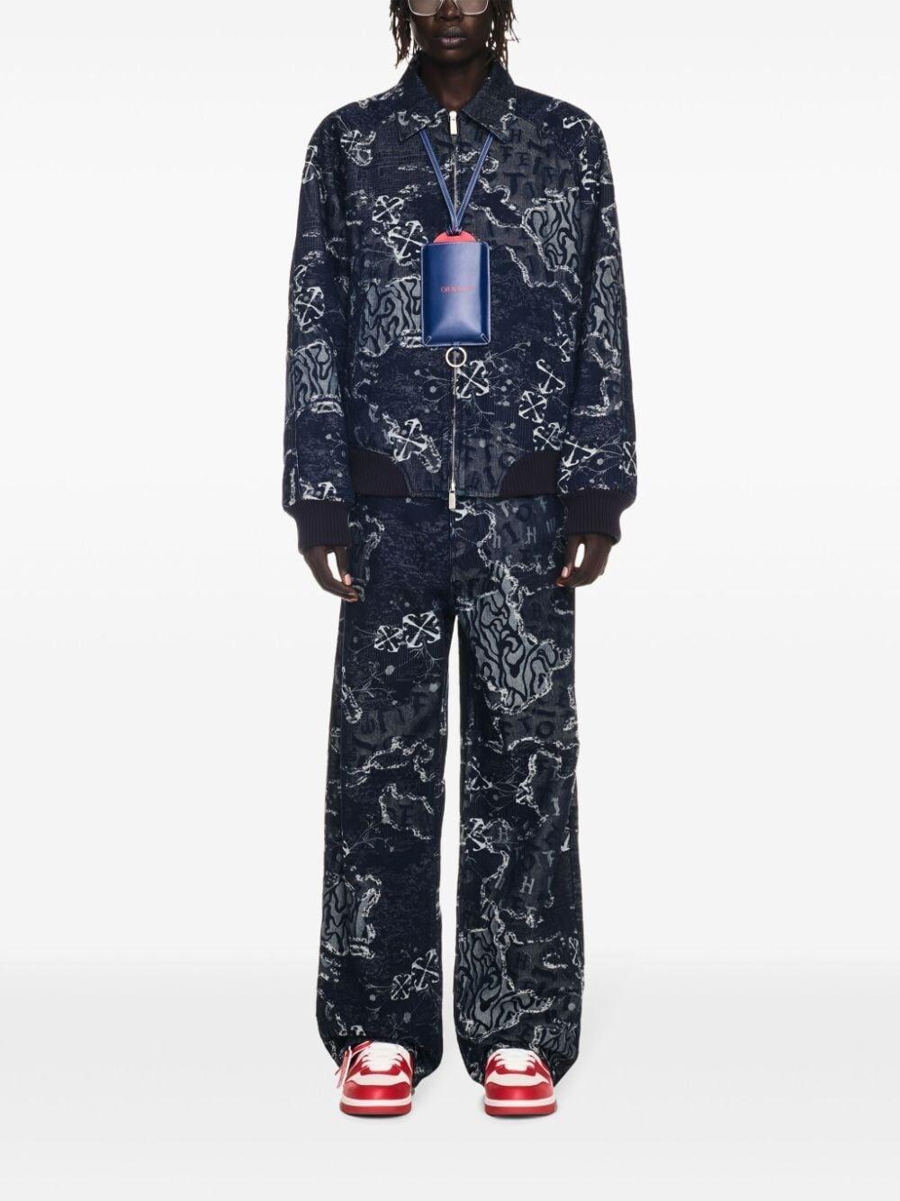 Off White `Camo` Denim Bomber Jacket