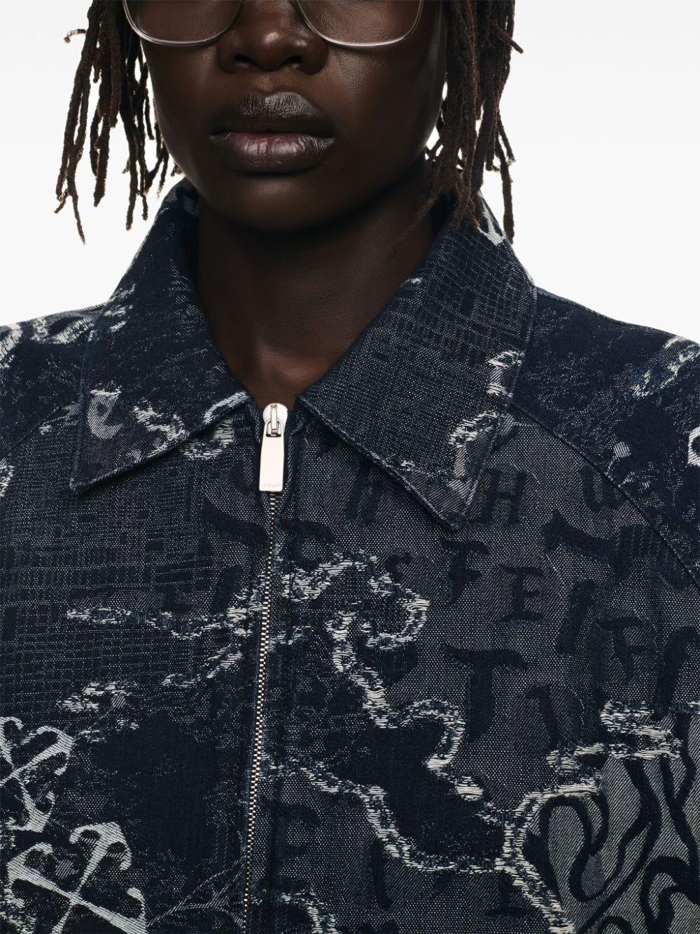 Off White `Camo` Denim Bomber Jacket