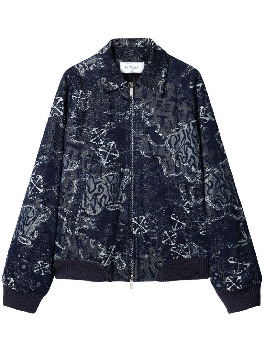 Off white `Camo` Denim Bomber Jacket