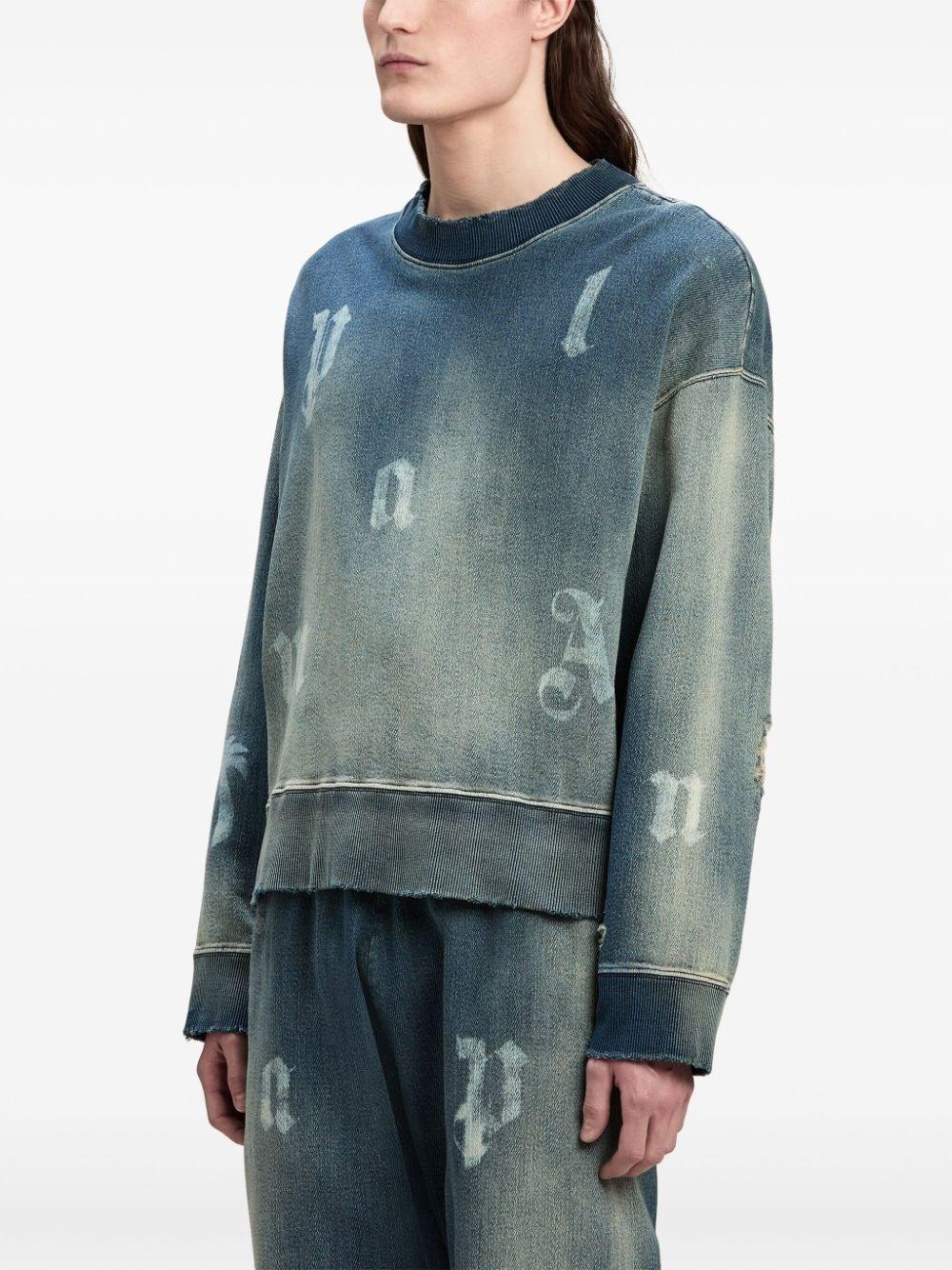 Palm Angels `Logo Washed` Crew-Neck Sweatshirt