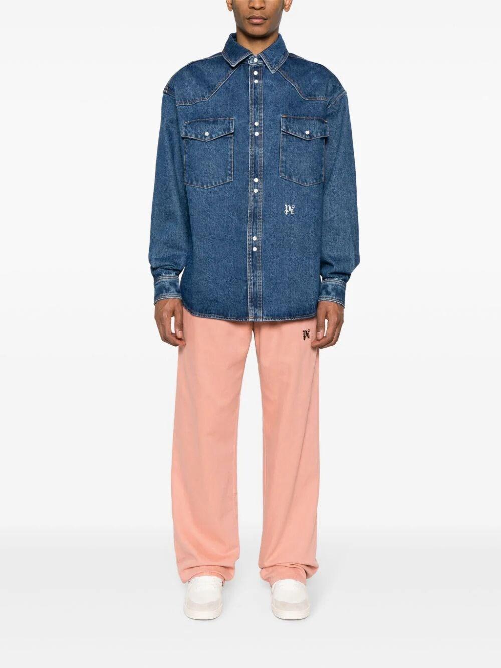 Palm Angels `Monogram` Denim Shirt
