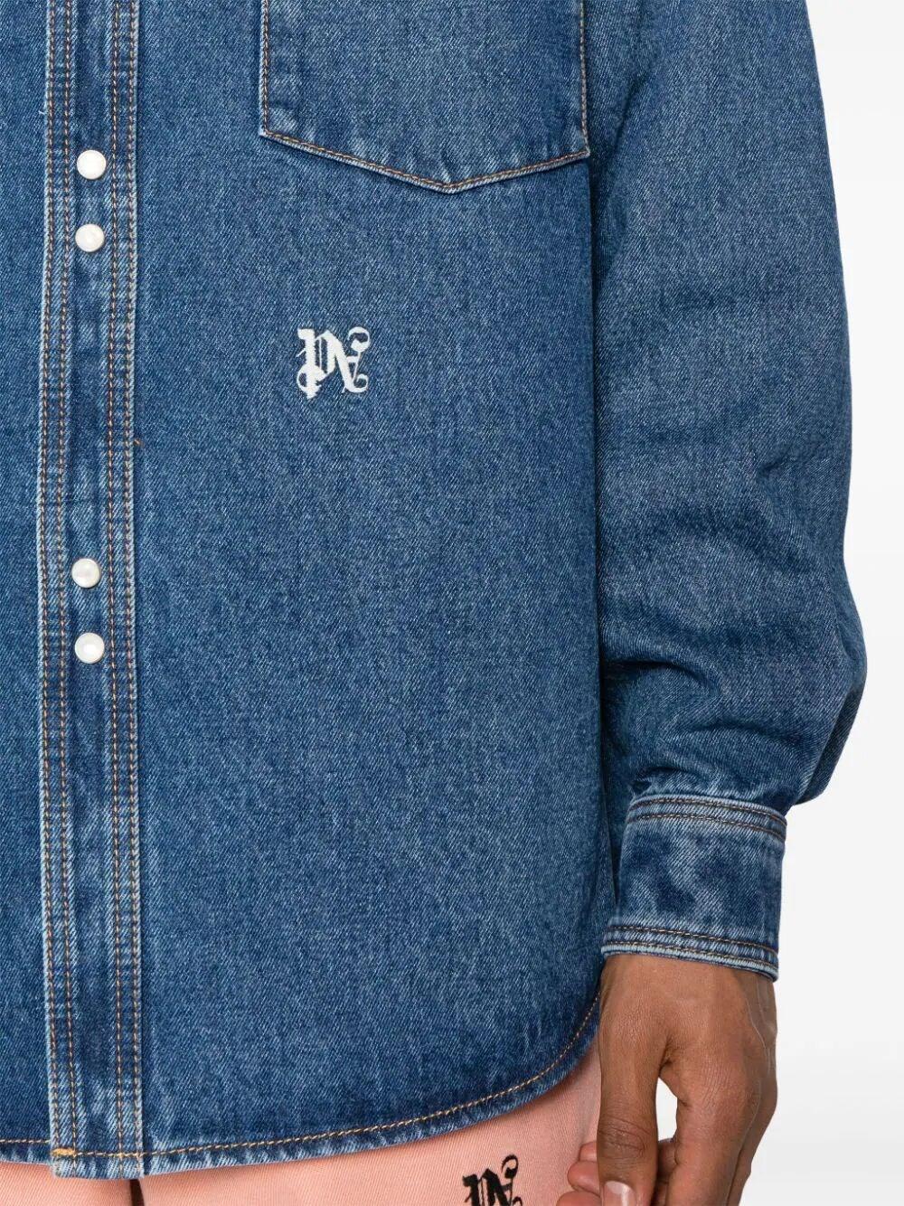 Palm Angels `Monogram` Denim Shirt