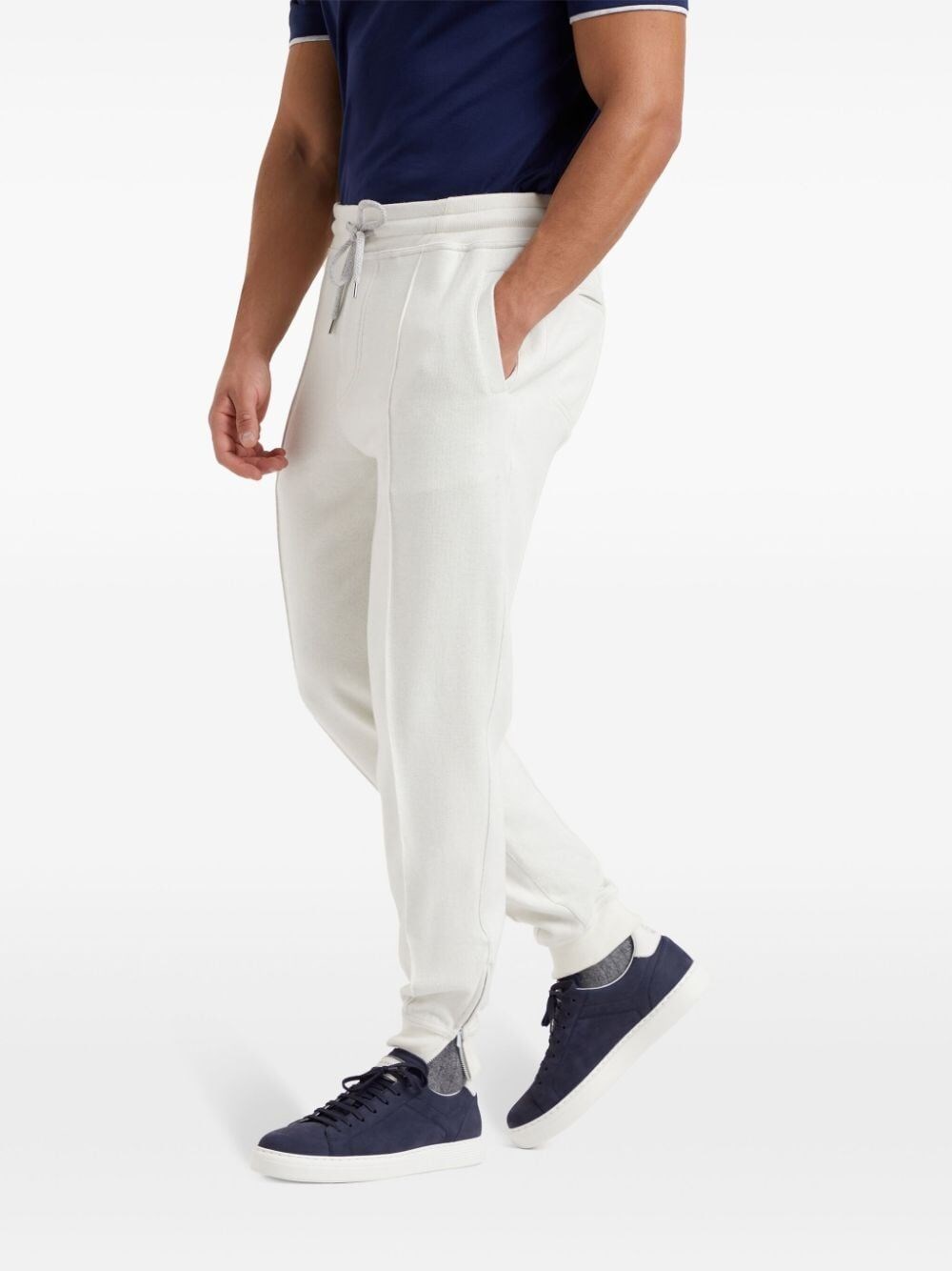 Brunello Cucinelli Pants With Crête Detail And Elasticated Zipper Cuffs