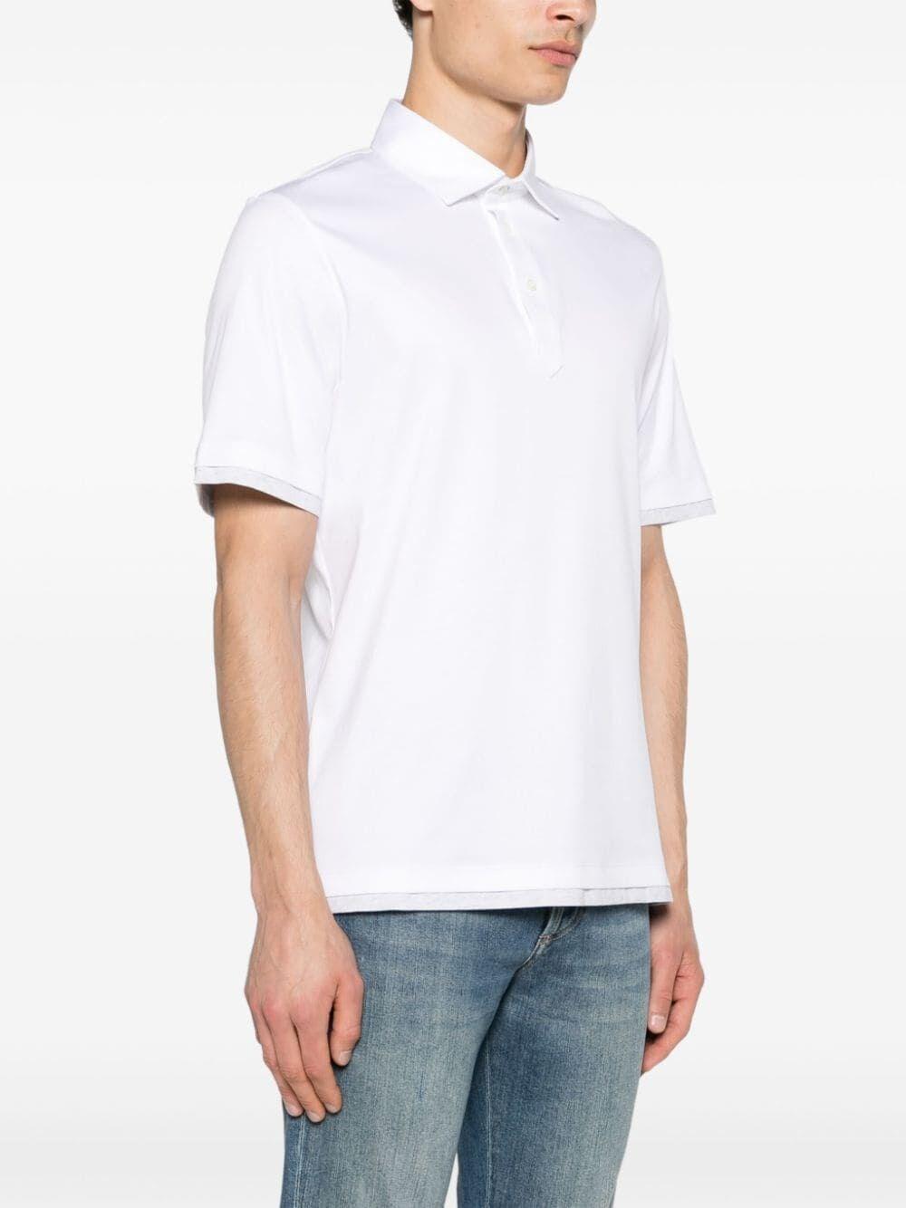 Brunello Cucinelli Polo With Shirt-Style Collar And Faux-Layering