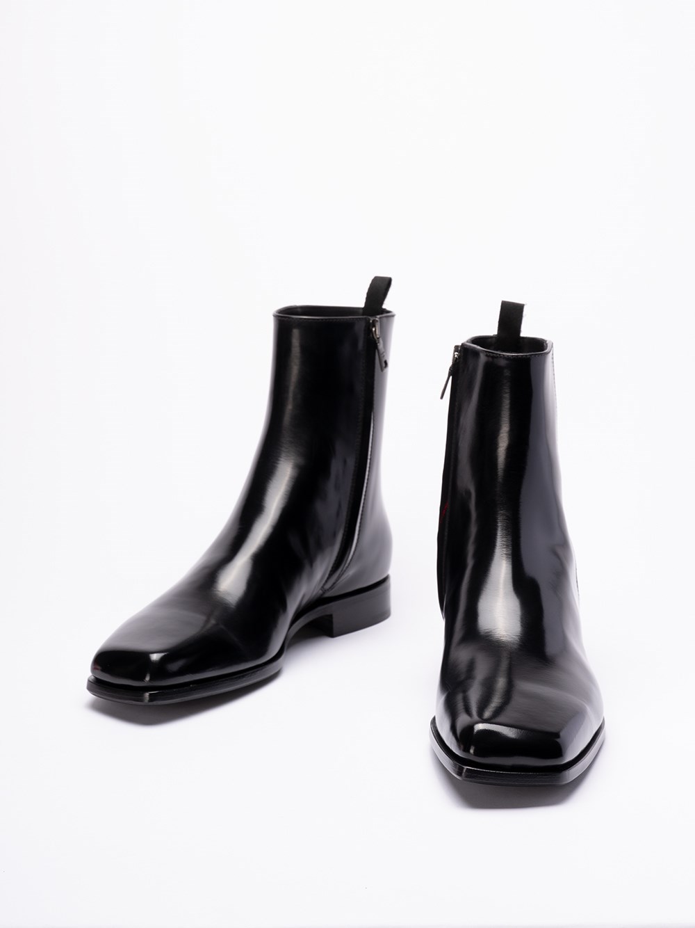 Prada Brushed Leather Ankle Boots