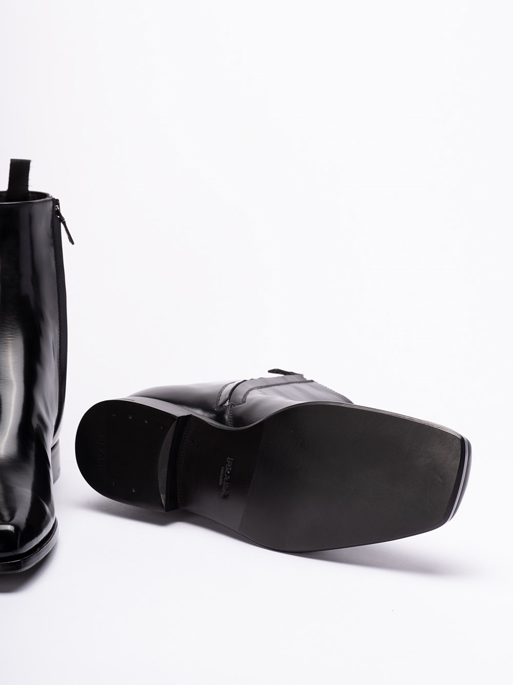 Prada Brushed Leather Ankle Boots