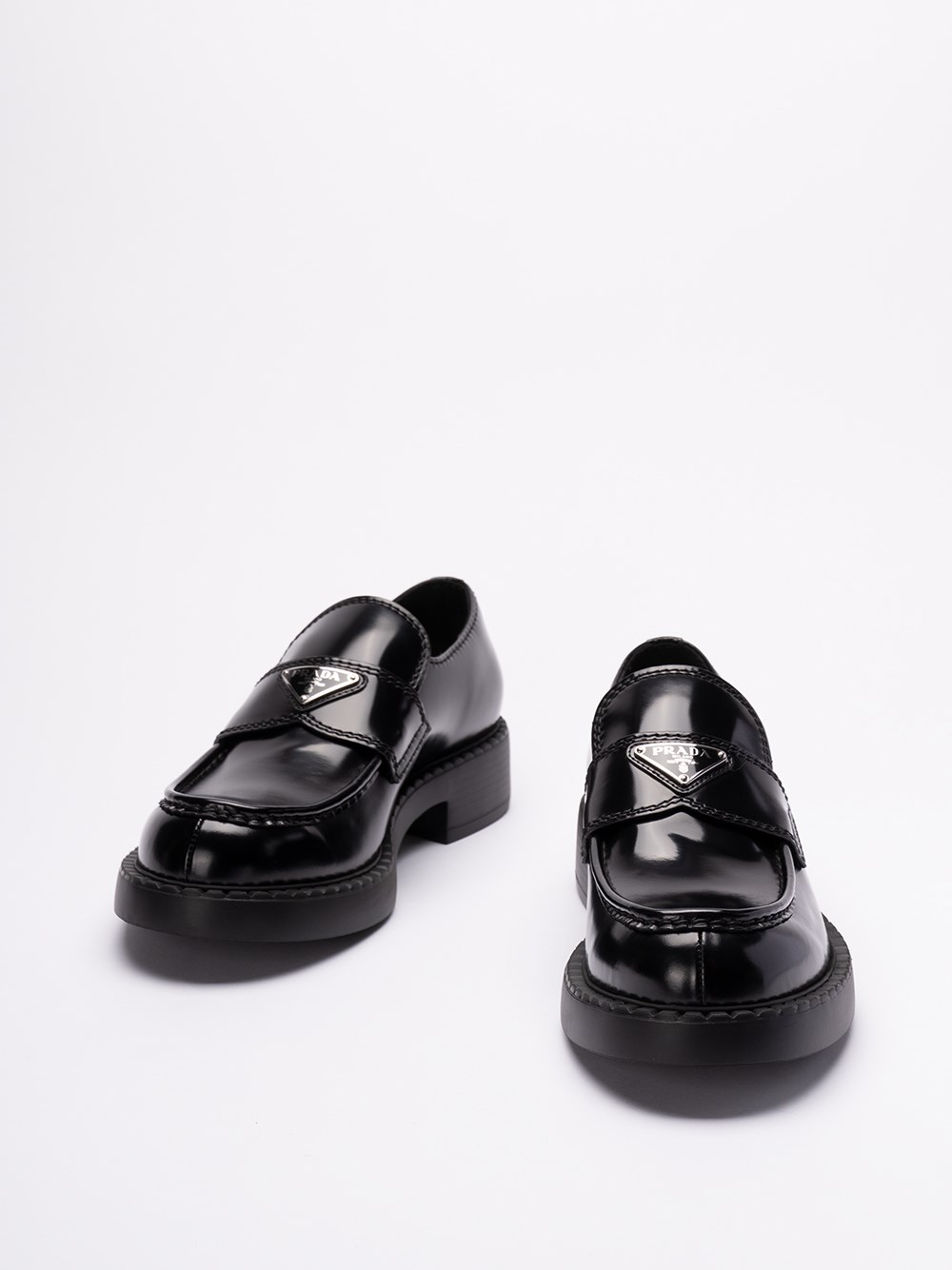 Prada `Chocolate` Brushed Leather Loafers