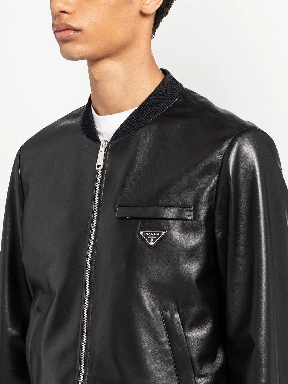 Prada Reversible Nappa Leather And Nylon Bomber Jacket