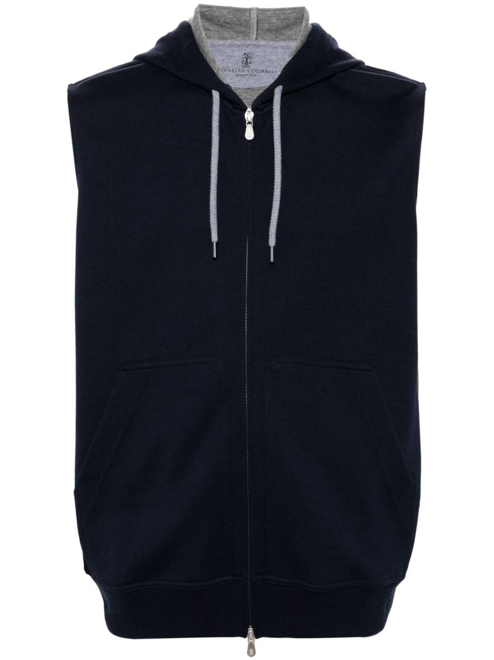 Brunello cucinelli Sleeveless Sweatshirt With Zipper And Hood