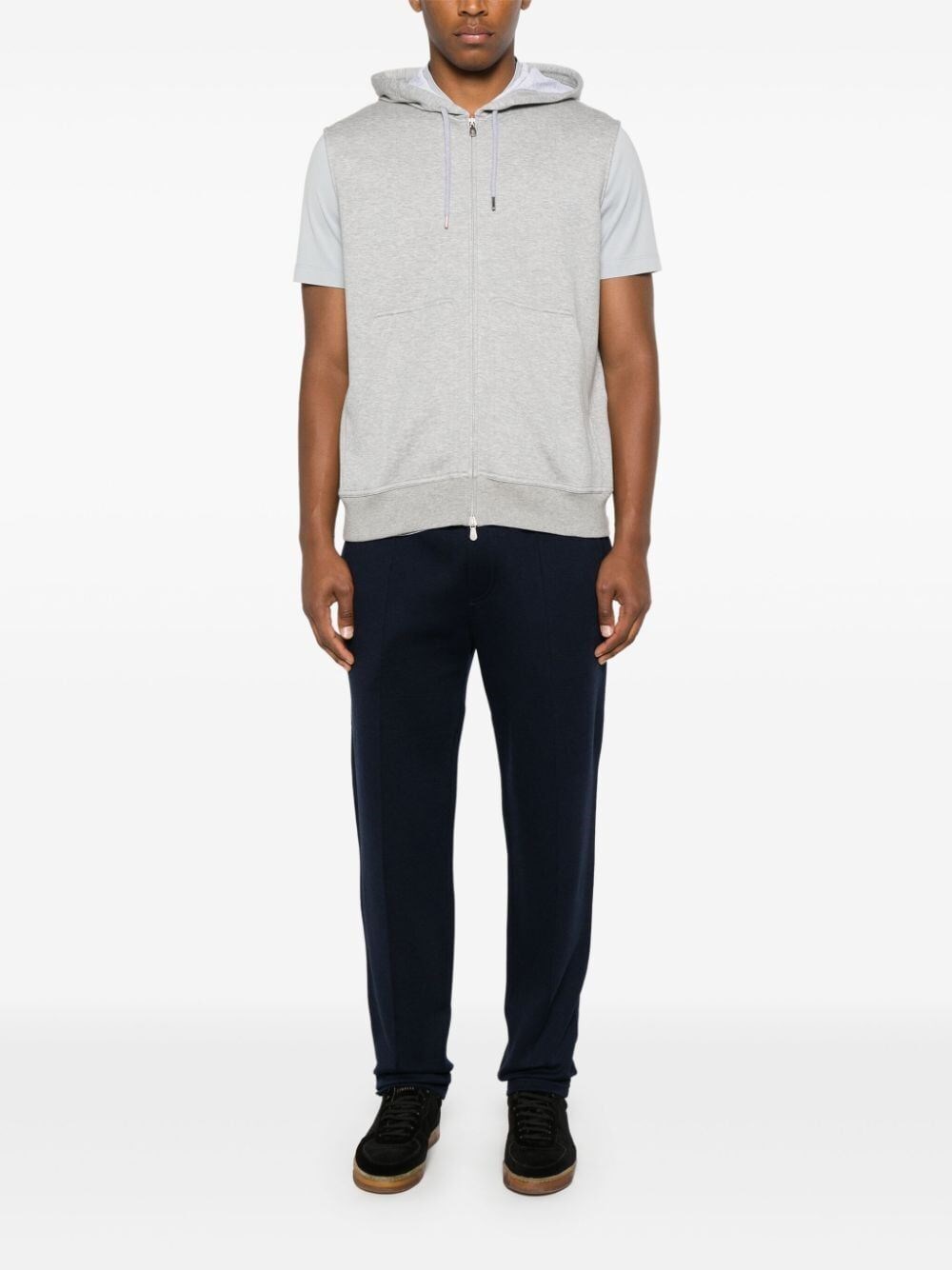 Brunello Cucinelli Sleeveless Sweatshirt With Zipper And Hood