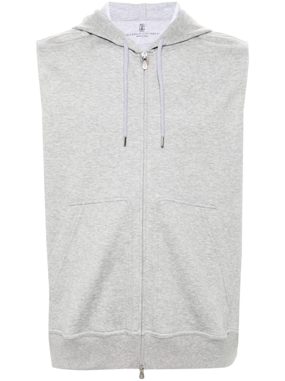 Brunello cucinelli Sleeveless Sweatshirt With Zipper And Hood