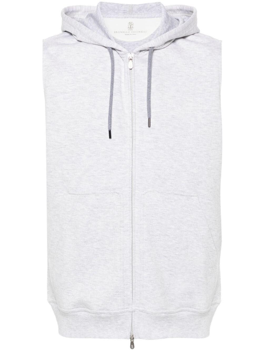 Brunello cucinelli Sleeveless Sweatshirt With Zipper And Hood