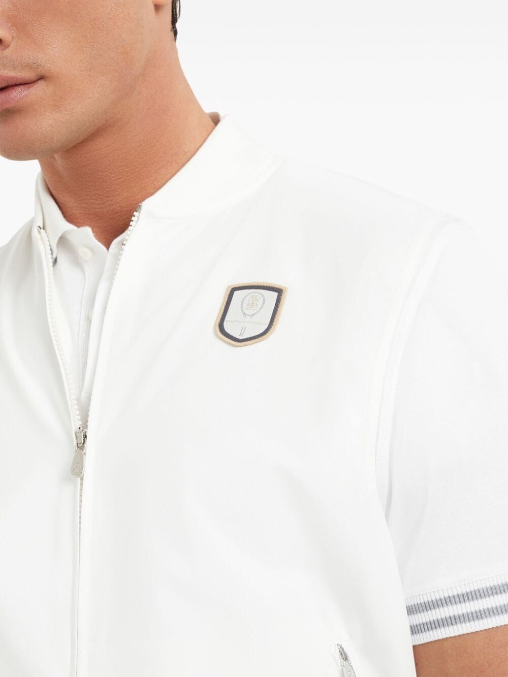 Brunello Cucinelli Sleeveless Sweatshirt With Zipper And Tennis Badge