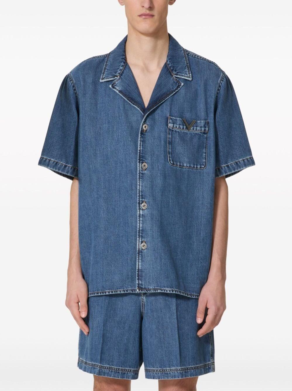Valentino Garavani `V Detail` Denim Shirt