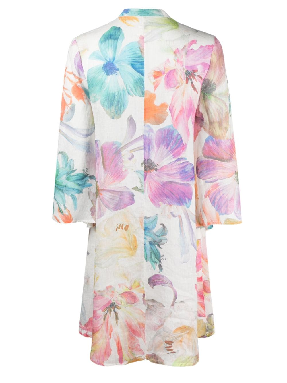 120% Lino Floral-print Kaftan Dress