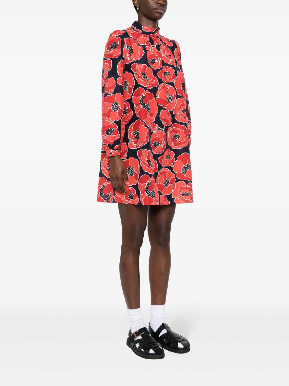 A.P.C. Dalia Short Dress With Poppy Print