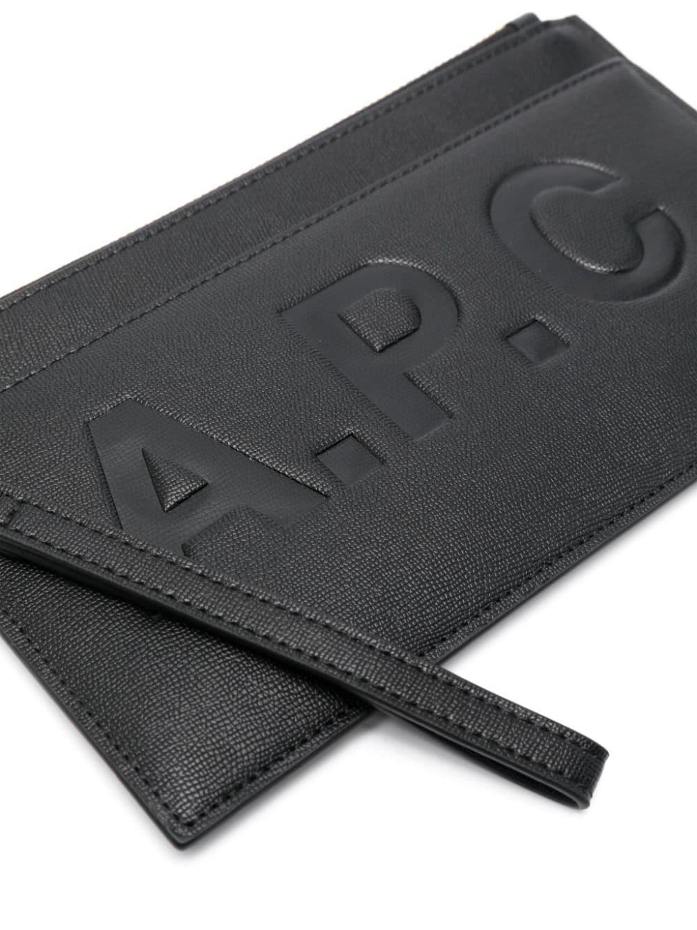 A.P.C. Leather Market Clutch Bag With Embossed Logo