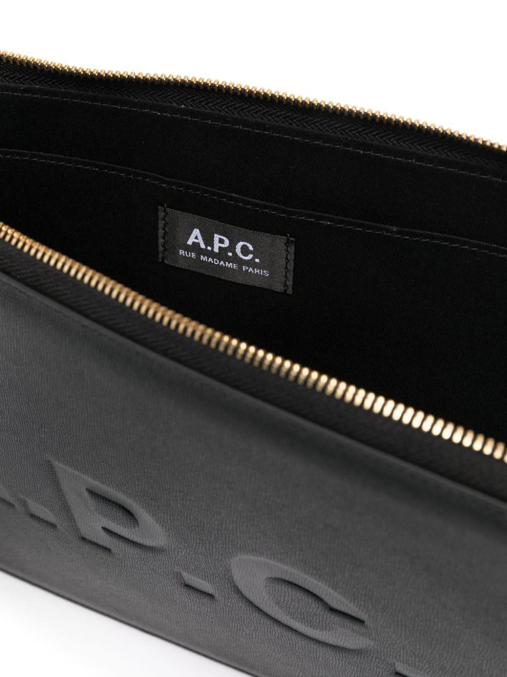 A.P.C. Logo-debossed Leather Clutch Bag