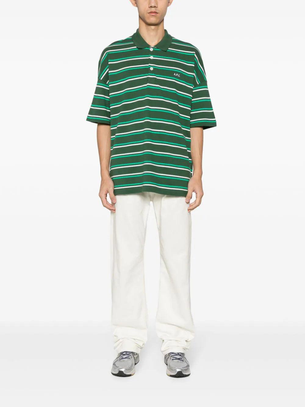 A.P.C. Striped Polo Shirt With Embroidery