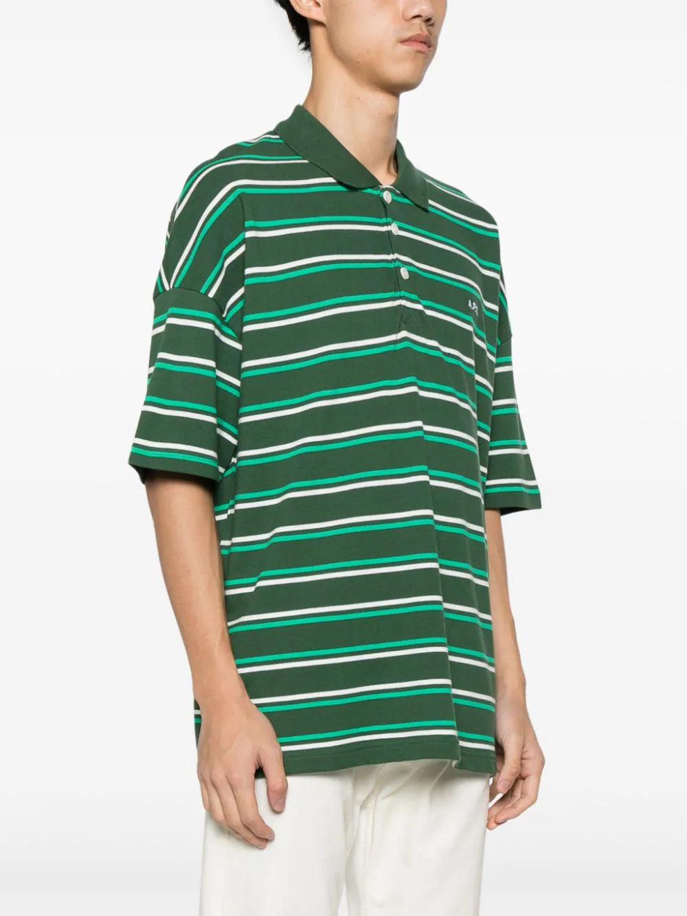 A.P.C. Striped Polo Shirt With Embroidery