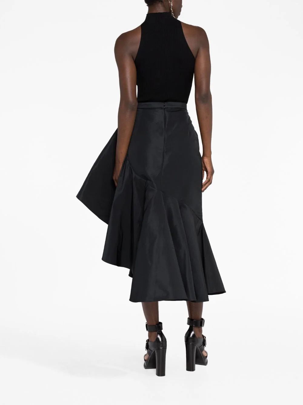 Alexander McQueen Asymmetric Drape Midi Skirt